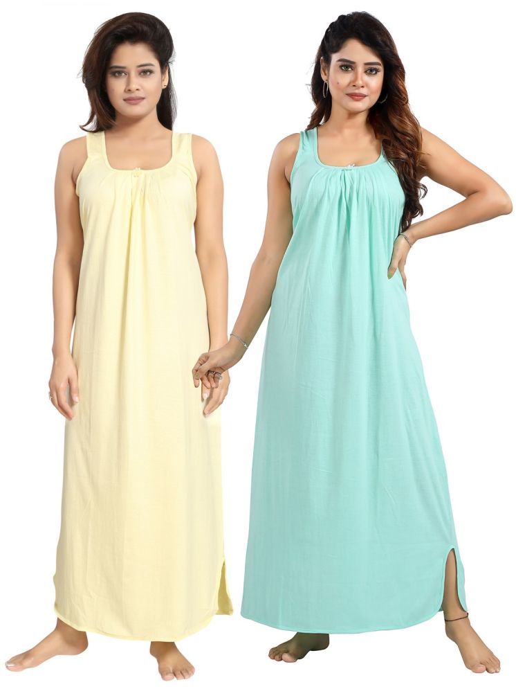     			INNER BEATS Multicolor Cotton Blend Women's Nightwear Night Dress ( Pack of 2 )