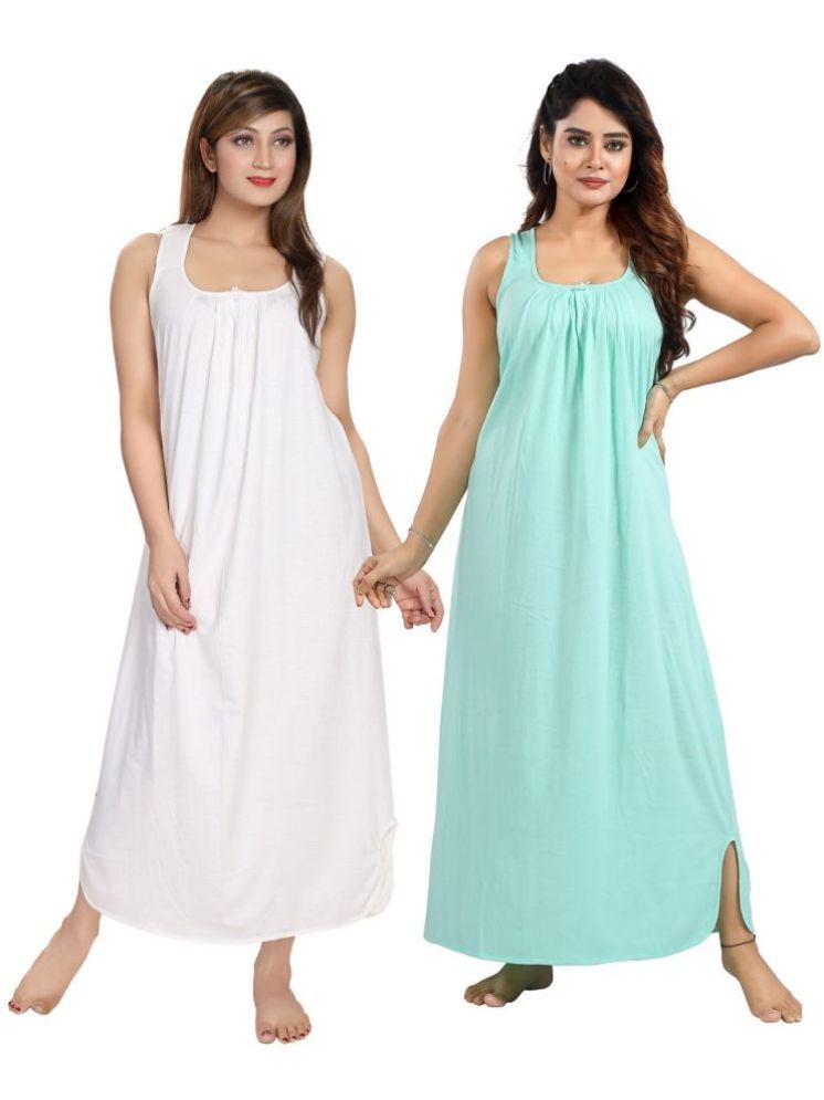     			INNER BEATS Multicolor Cotton Blend Women's Nightwear Nighty & Night Gowns ( Pack of 2 )