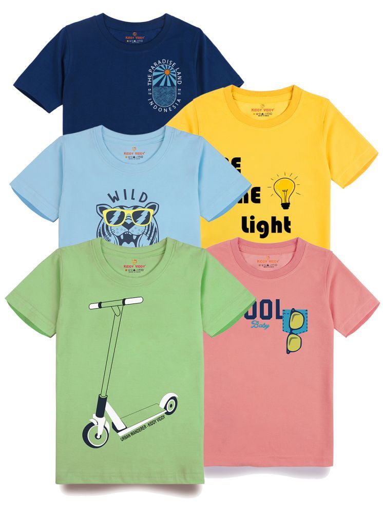     			KIDDY VIDDY Pack of 5 Boys Cotton T-Shirt ( Blue )