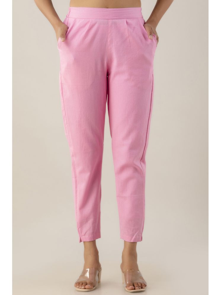     			Kohsh Pink Cotton Regular Women's Cigarette Pants ( Pack of 1 )