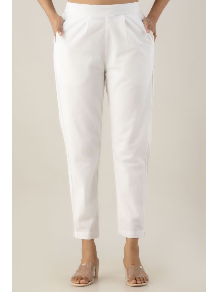     			Kohsh White Cotton Regular Women's Cigarette Pants ( Pack of 1 )