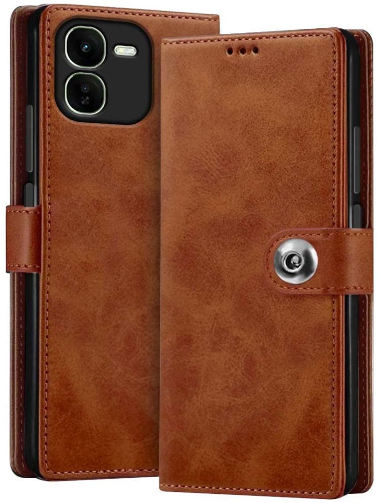     			NBOX Brown Flip Cover Leather Compatible For iQOO Z9x 5G ( Pack of 1 )