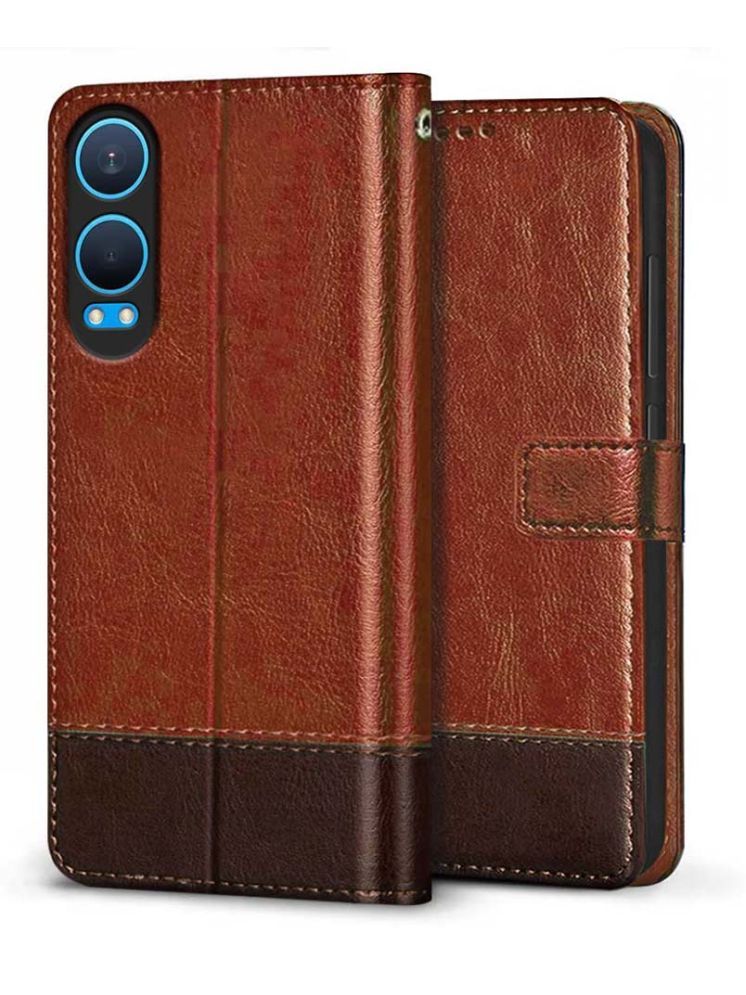     			NBOX Brown Flip Cover Leather Compatible For Oneplus Nord CE 4 Lite 5G ( Pack of 1 )