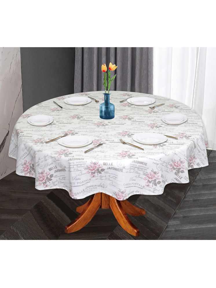     			Oasis Hometex Printed Cotton 6 Seater Round Table Cover ( 152 x 152 ) cm Pack of 1 Off White