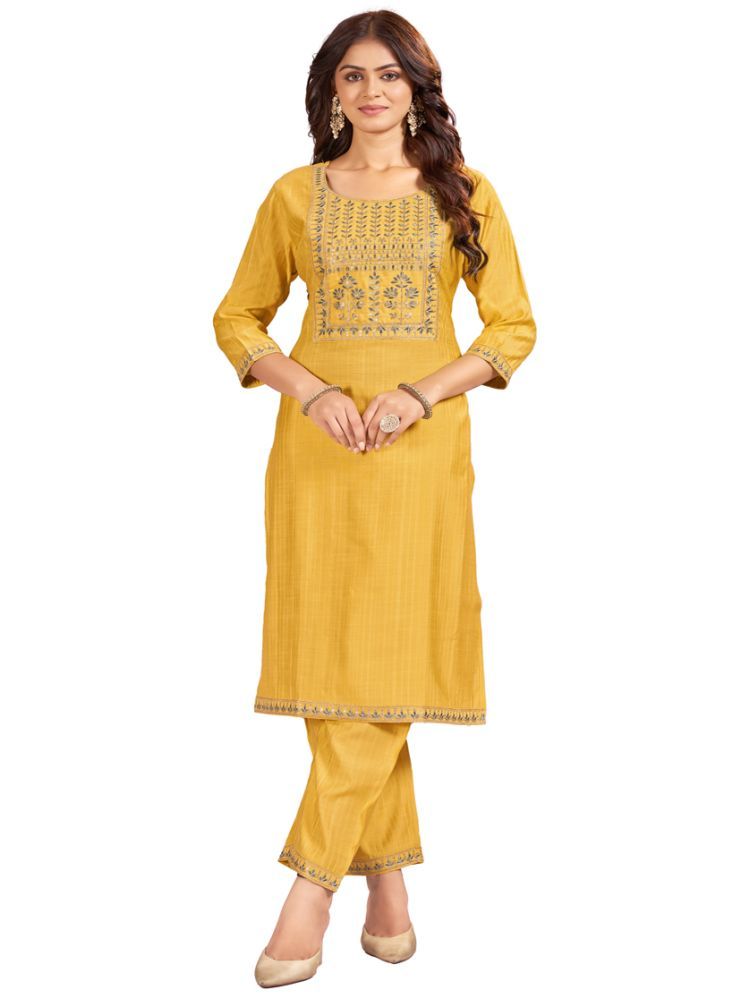     			RAAVE Cotton Silk Solid Straight Women's Kurti - Mustard ( Pack of 1 )