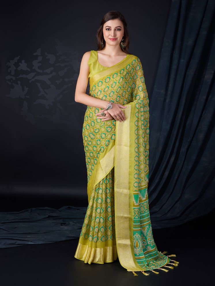     			Rekha Maniyar Chiffon Printed Saree With Blouse Piece - Green ( Pack of 1 )