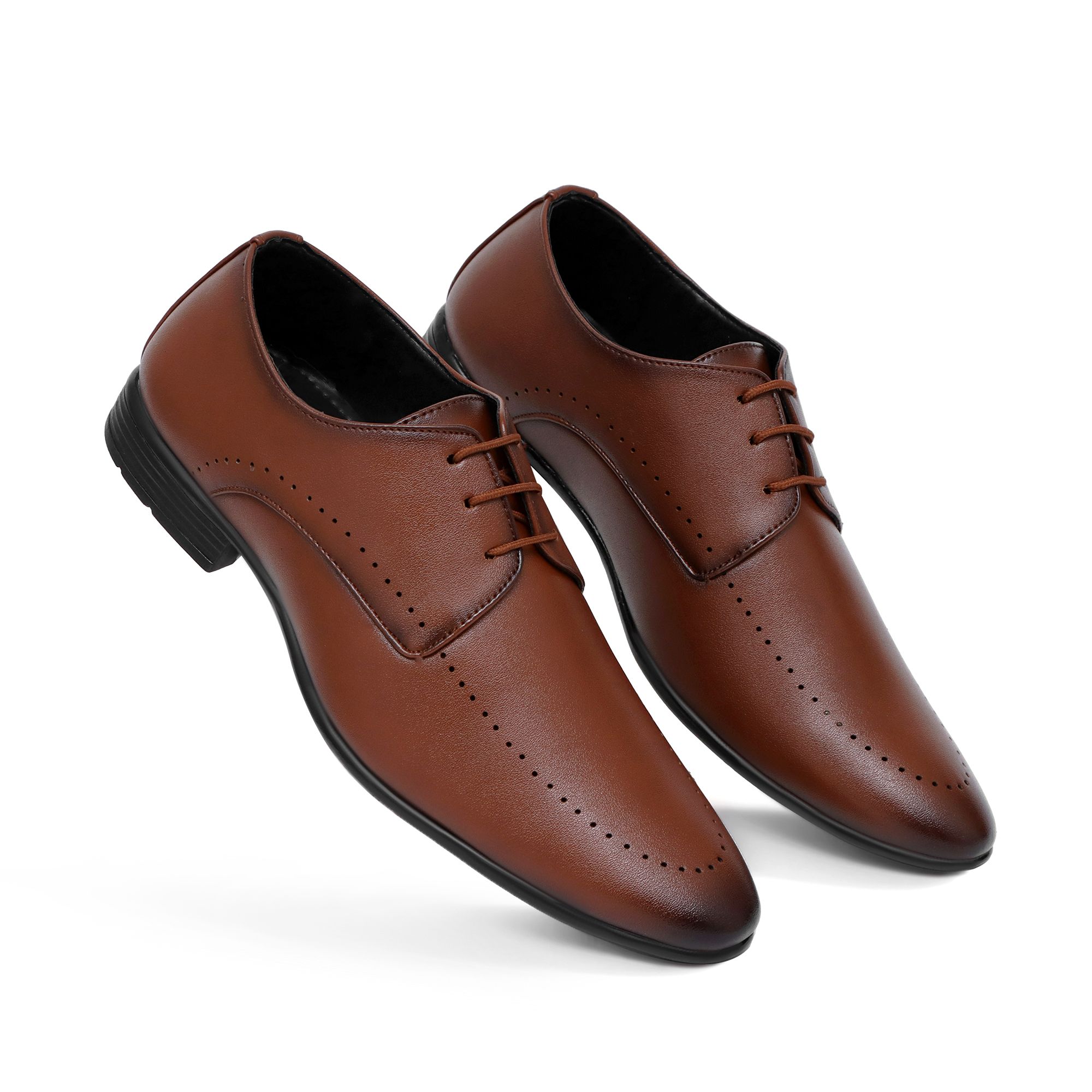     			SHUAN Tan Men's Derby Formal Shoes