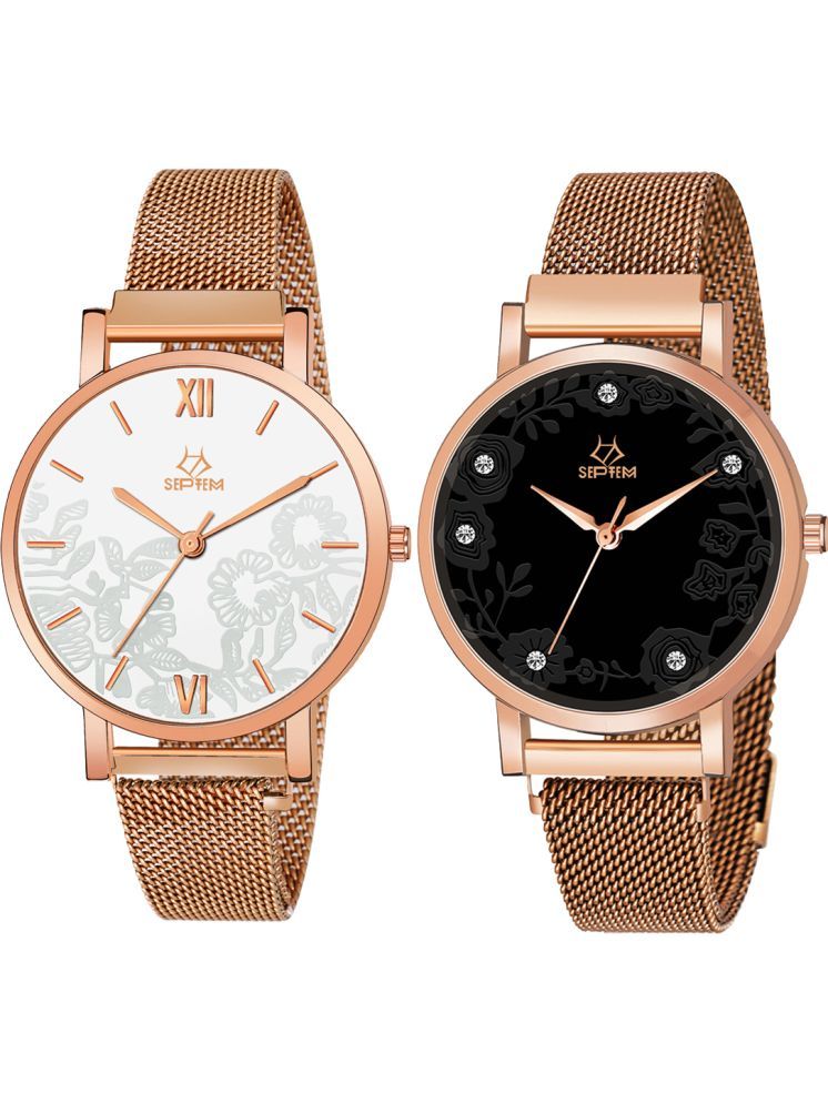     			Septem Rose Gold Stainless Steel Analog Womens Watch