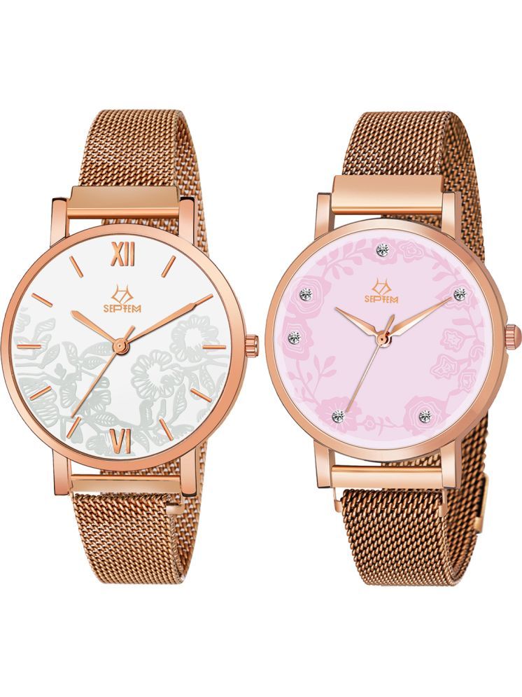     			Septem Rose Gold Stainless Steel Analog Womens Watch