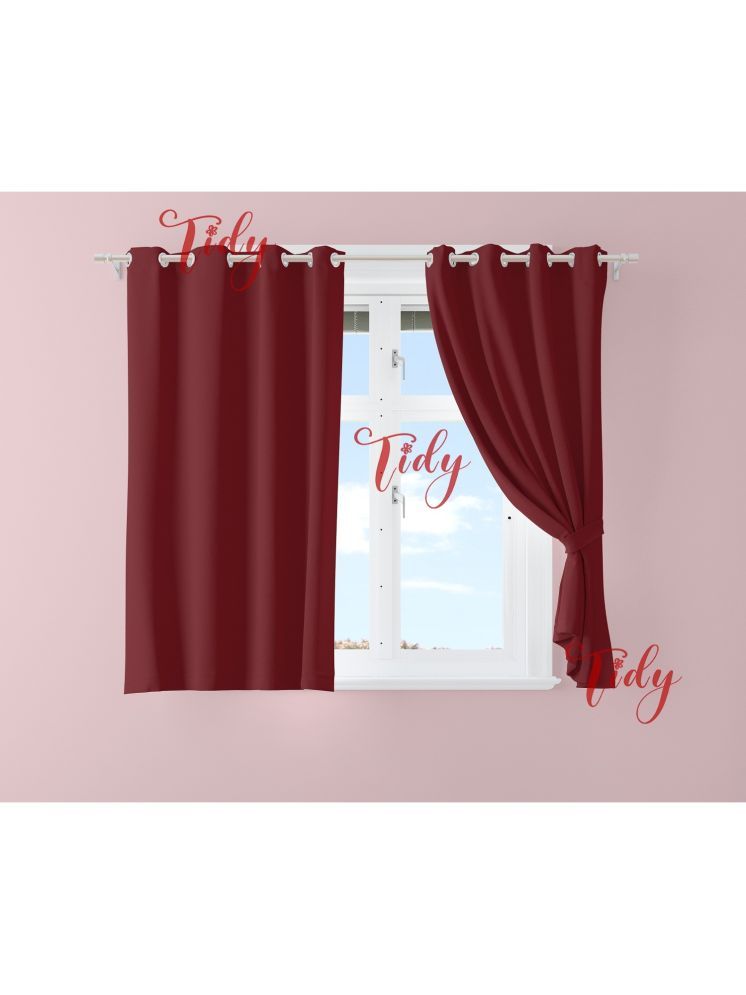     			Tidy Solid Room Darkening Eyelet Curtain 5 ft ( Pack of 2 ) - Maroon