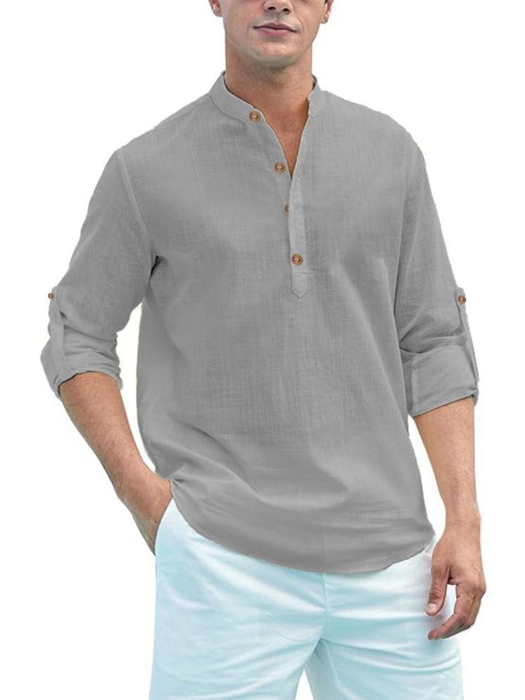     			Vida Loca Grey Cotton Blend Men's Shirt Style Kurta ( Pack of 1 )