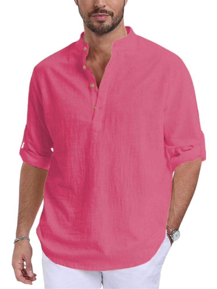     			Vida Loca Pink Cotton Blend Men's Shirt Style Kurta ( Pack of 1 )