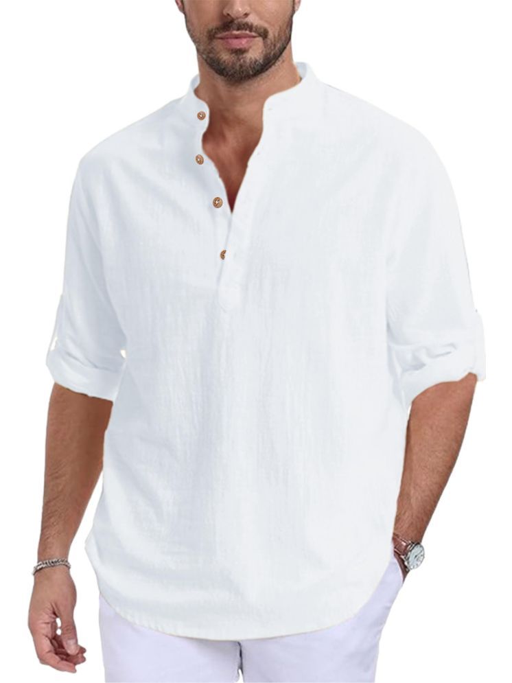     			Vida Loca White Cotton Blend Men's Shirt Style Kurta ( Pack of 1 )