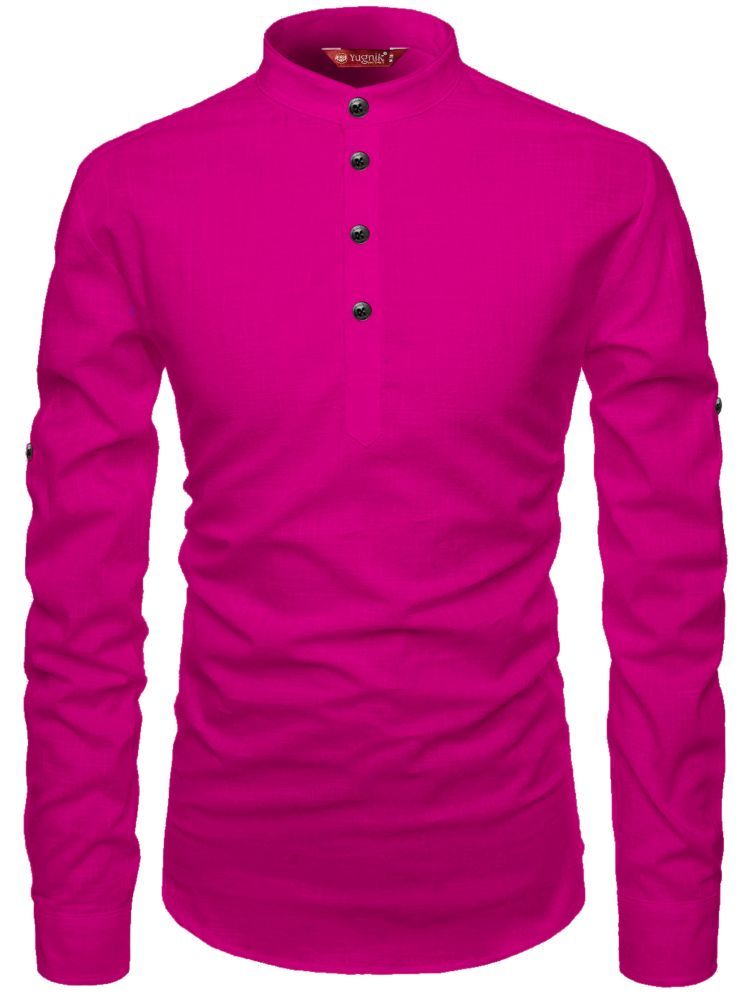     			Yugnik Pink Cotton Men's Shirt Style Kurta ( Pack of 1 )