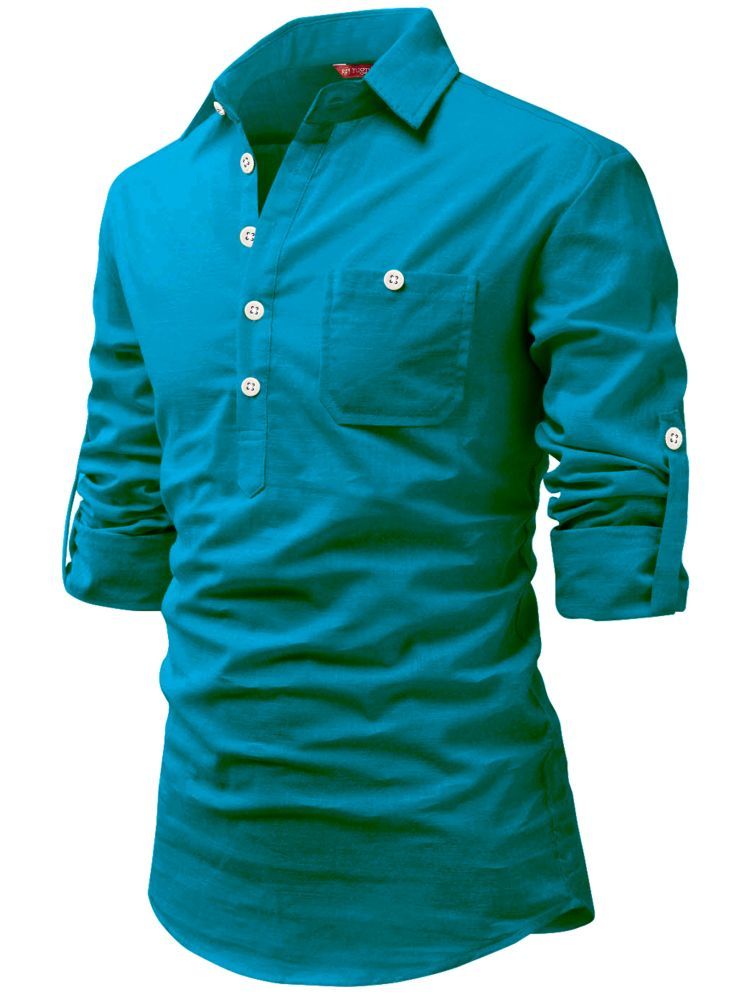     			Yugnik Turquoise Cotton Men's Regular Kurta ( Pack of 1 )