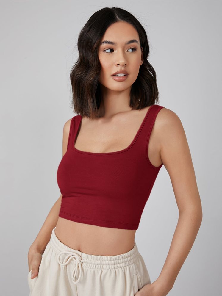     			Aahwan Maroon Cotton Women's Crop Top ( Pack of 1 )