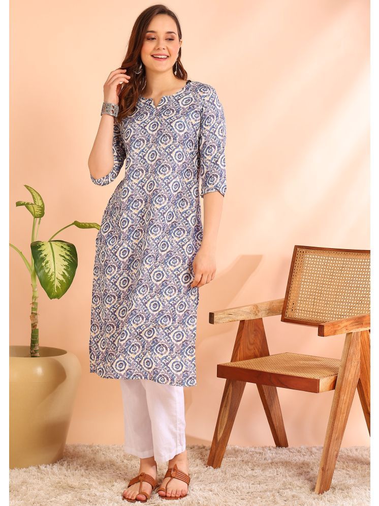     			DSK STUDIO Pack of 1 Viscose Printed Straight Women's Kurti - ( Blue )