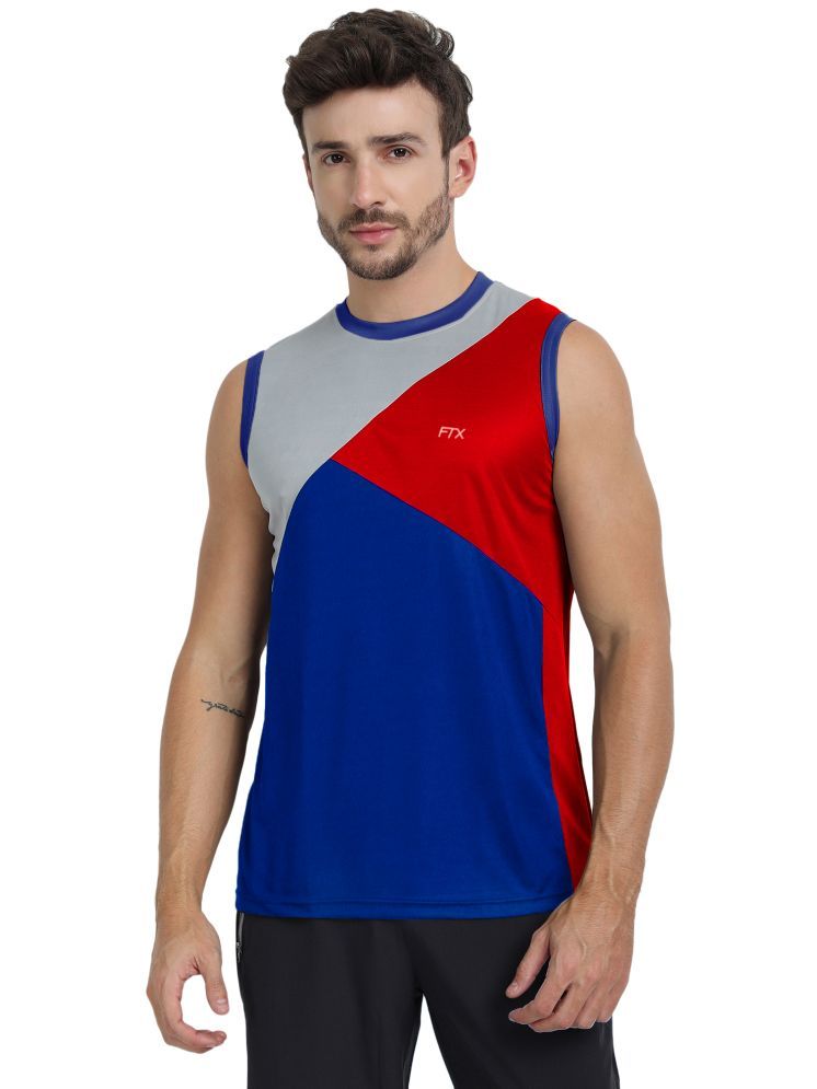     			FTX Polyester Regular Fit Colorblock Sleeveless Men's Round T-Shirt - Aqua Blue ( Pack of 1 )