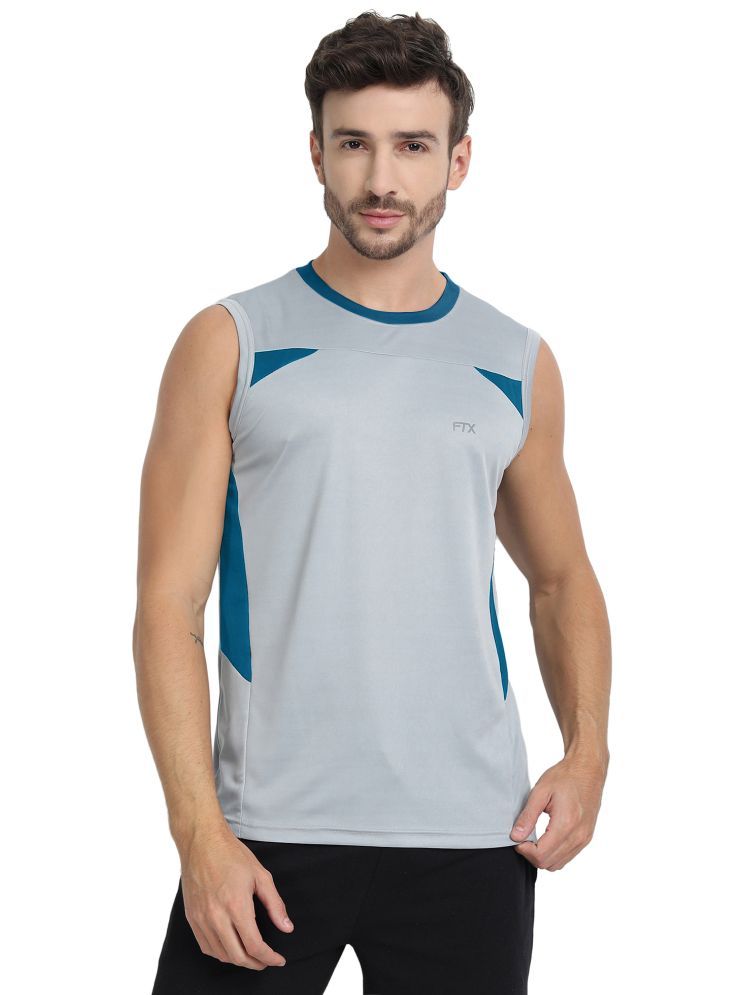     			FTX Polyester Regular Fit Colorblock Sleeveless Men's Round T-Shirt - Charcoal Grey ( Pack of 1 )