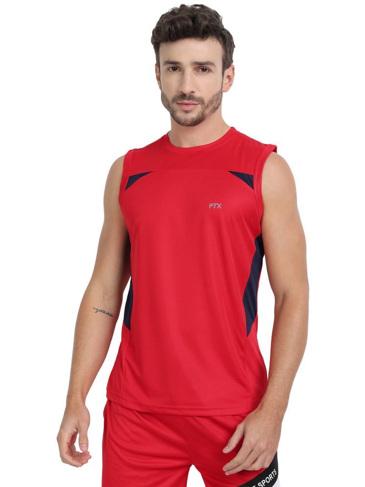     			FTX Polyester Regular Fit Colorblock Sleeveless Men's Round T-Shirt - Red ( Pack of 1 )