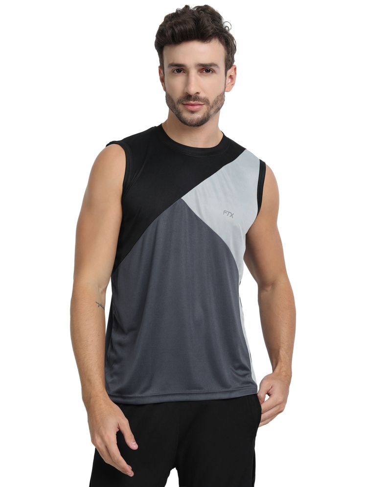     			FTX Pack of 1 Polyester Regular Fit Men's T-Shirt ( Grey Melange )