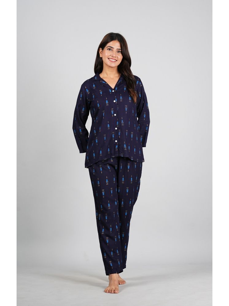     			Gobya Navy Rayon Women's Nightwear Nightsuit Sets ( Pack of 1 )