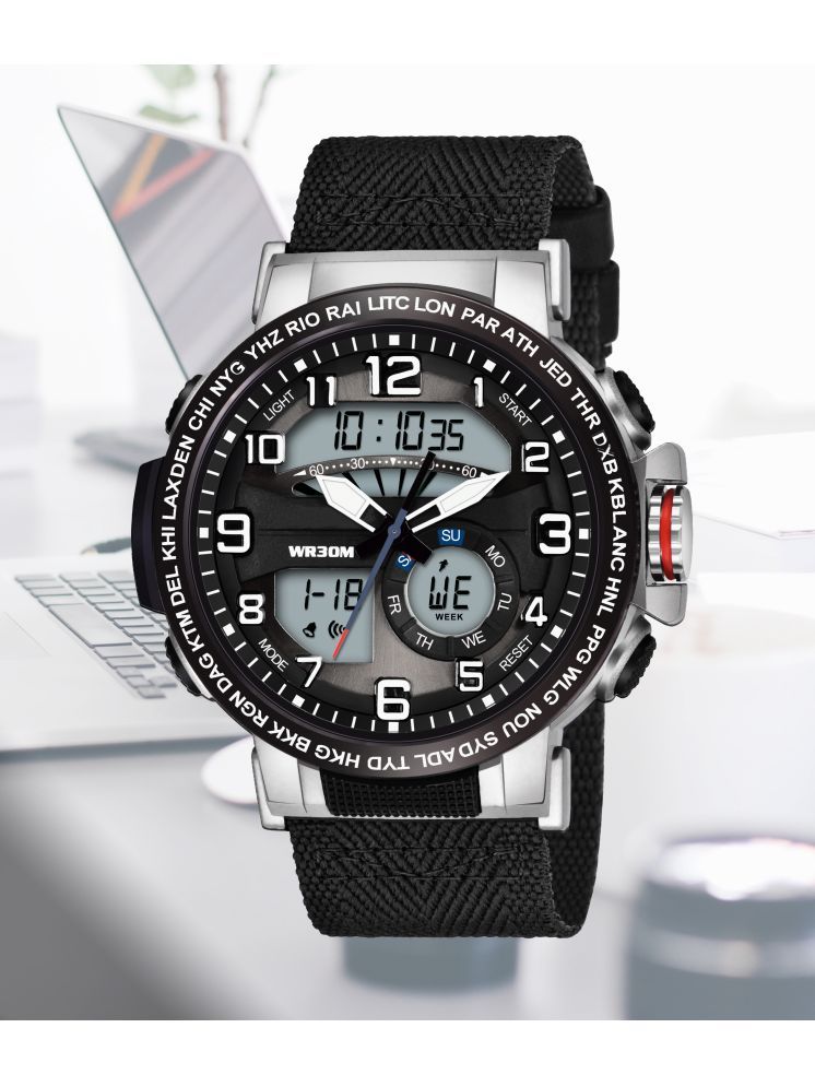     			Harbor Black Fabric Analog-Digital Men's Watch