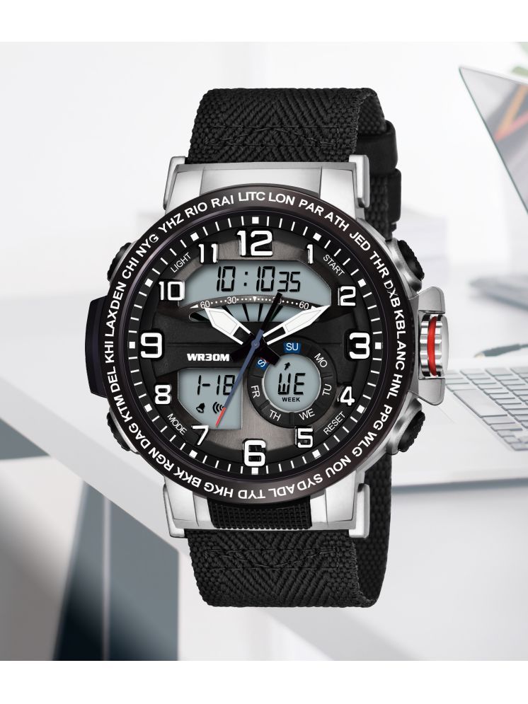     			Harbor Black Fabric Analog-Digital Men's Watch