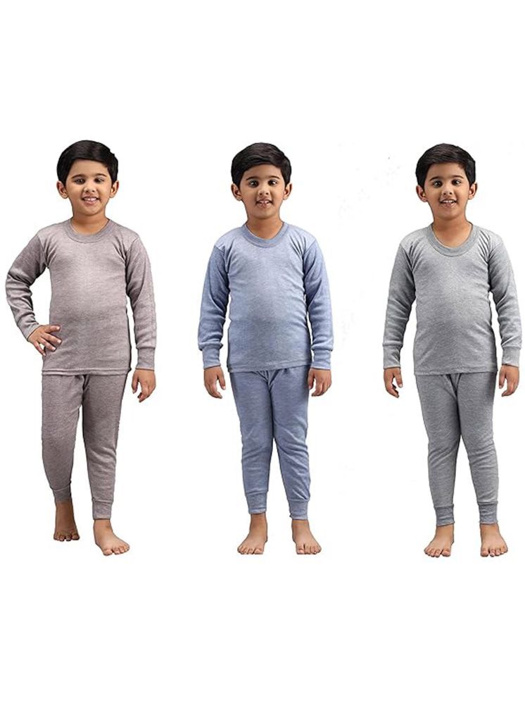     			Kids Thermal Unisex Boy's and Girl's Winter Wear Thermal Full Sleeves Body Warmer Top - Pyjama Set | Unisex-Child Plain Thermal Set Pack of 3