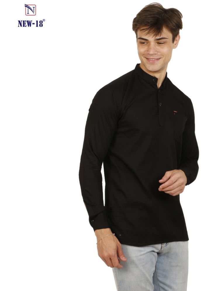     			NEW-18 Black Linen Men's Shirt Style Kurta ( Pack of 1 )