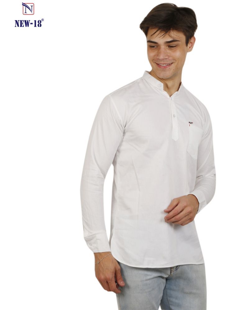     			NEW-18 White Linen Men's Shirt Style Kurta ( Pack of 1 )