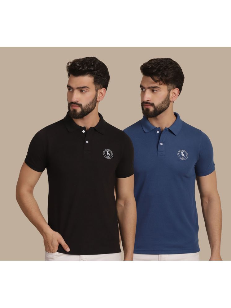     			NVI Blue Cotton Regular Fit Men's Sports Polo T-Shirt ( Pack of 2 )