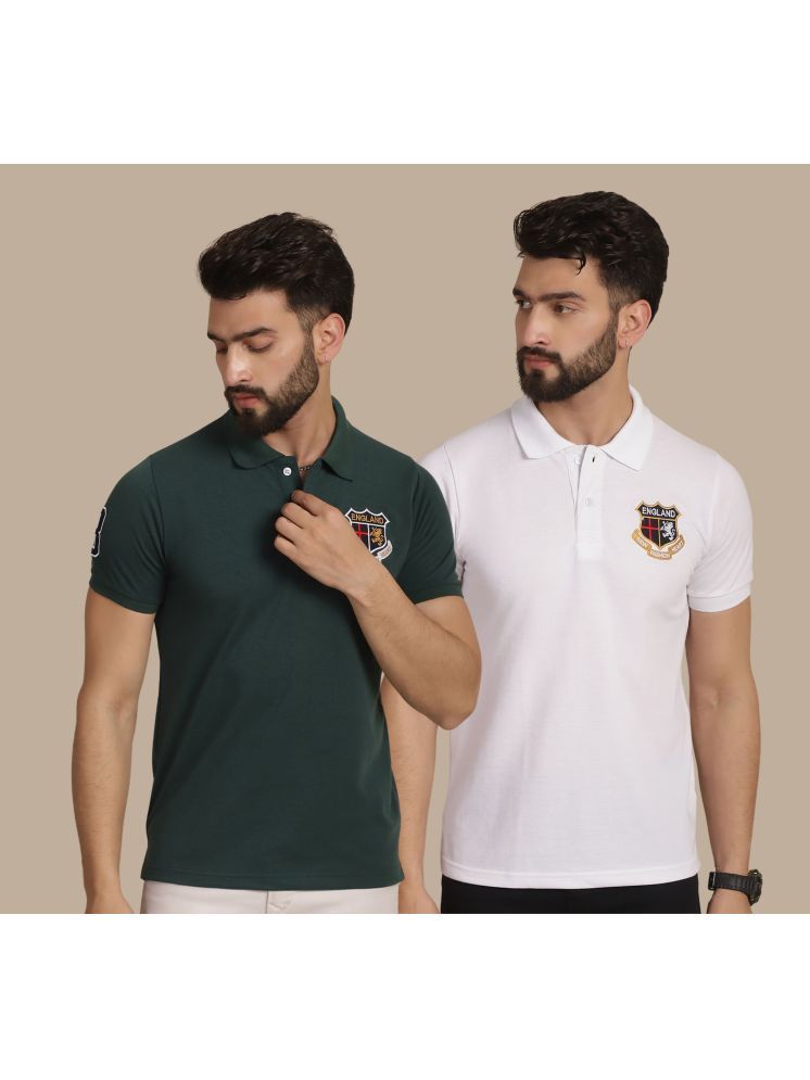     			NVI Green Cotton Regular Fit Men's Sports Polo T-Shirt ( Pack of 2 )