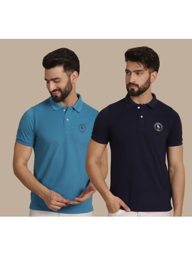     			NVI Navy Cotton Regular Fit Men's Sports Polo T-Shirt ( Pack of 2 )