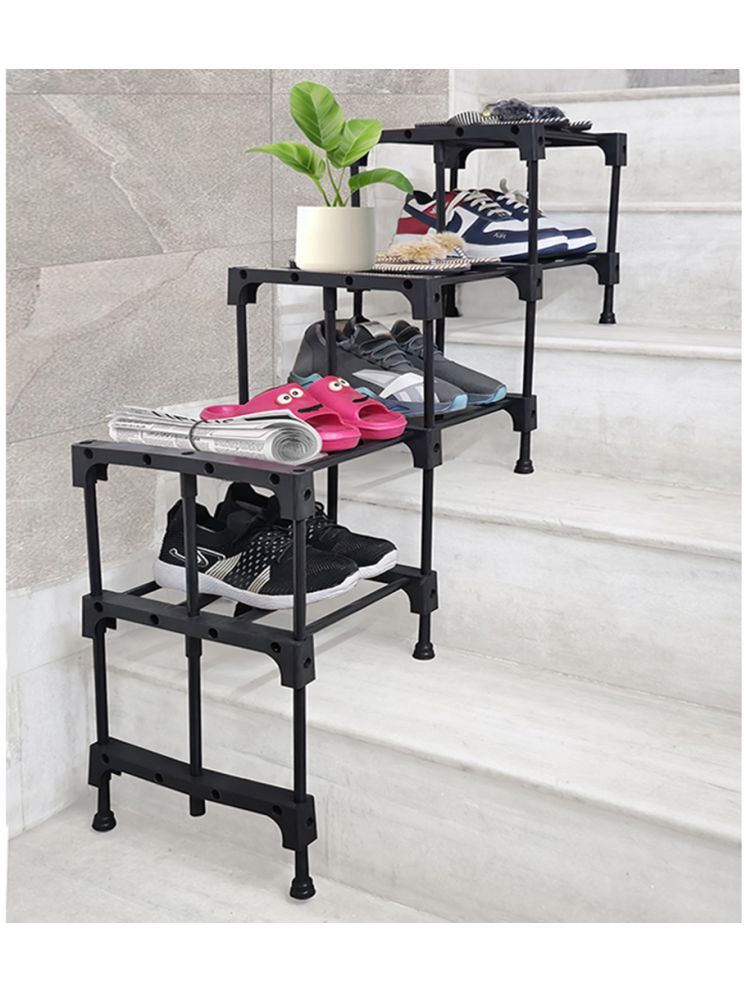     			PHILOSHOP Metal 2 Tier Shoe Rack Black