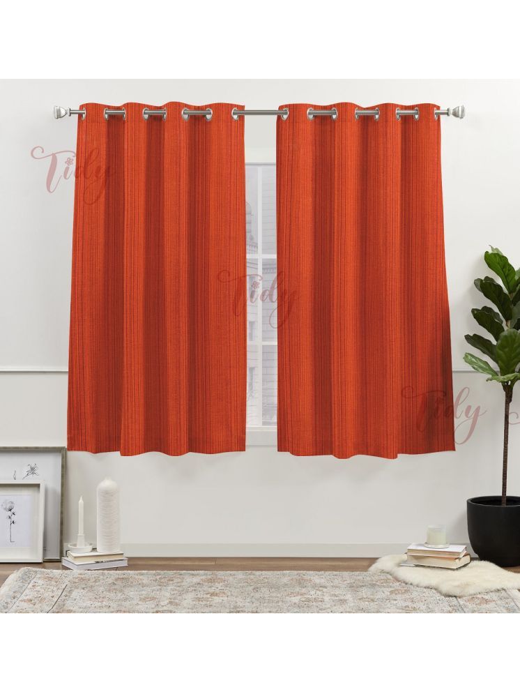     			Tidy Vertical Striped Room Darkening Eyelet Curtain 5 ft ( Pack of 2 ) - Rust