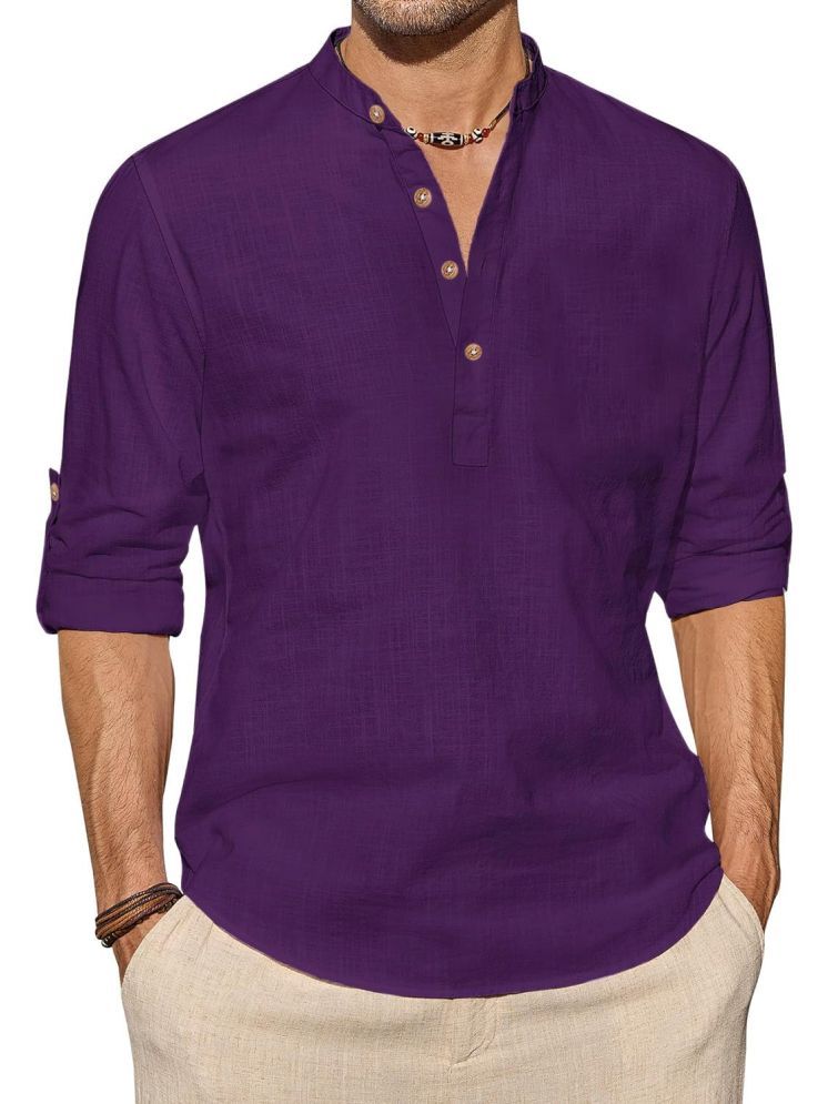     			Vida Loca Purple Cotton Blend Men's Shirt Style Kurta ( Pack of 1 )