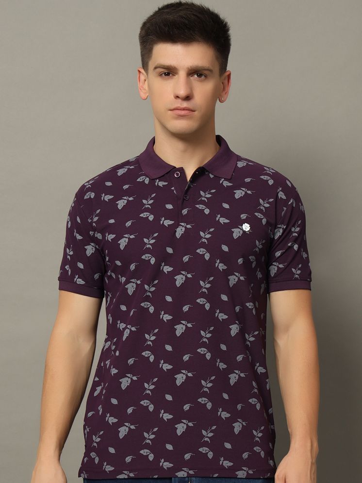     			WESTMAN Cotton Blend Regular Fit Printed Half Sleeves Men's Polo T Shirt - Purple ( Pack of 1 )