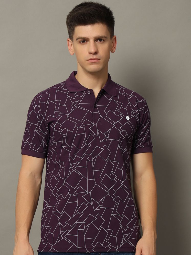     			WESTMAN Cotton Blend Regular Fit Printed Half Sleeves Men's Polo T Shirt - Purple ( Pack of 1 )