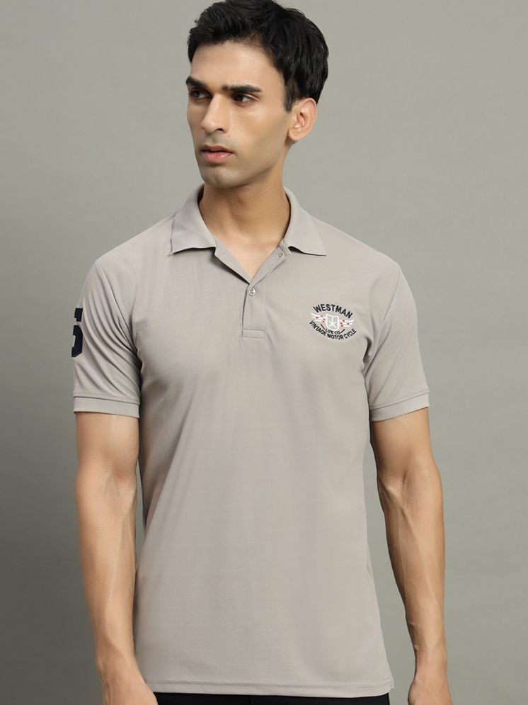     			WESTMAN Cotton Blend Regular Fit Embroidered Half Sleeves Men's Polo T Shirt - Grey ( Pack of 1 )