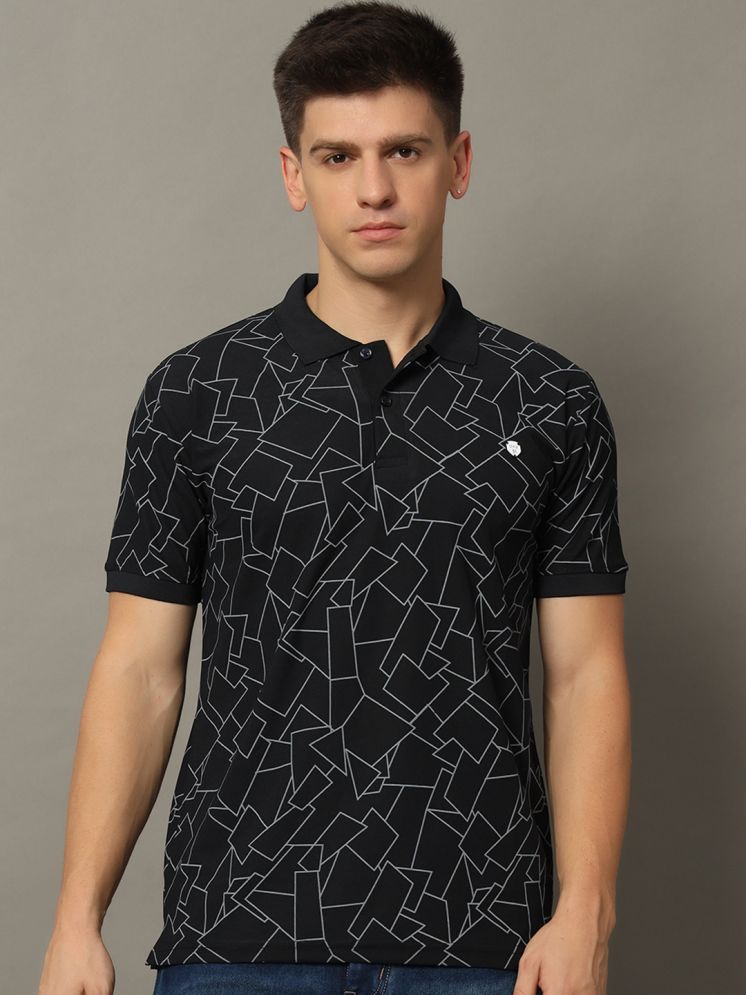     			WESTMAN Cotton Blend Regular Fit Printed Half Sleeves Men's Polo T Shirt - Black ( Pack of 1 )