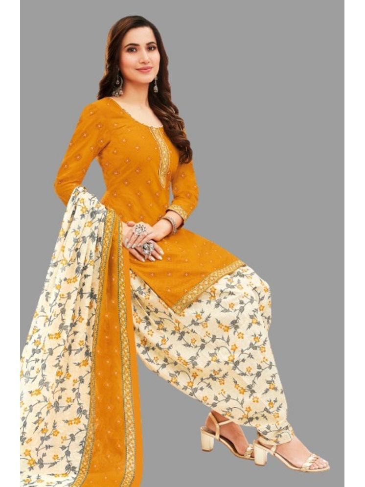     			shree jeenmata collection Unstitched Cotton Printed Dress Material - Yellow ( Pack of 1 )