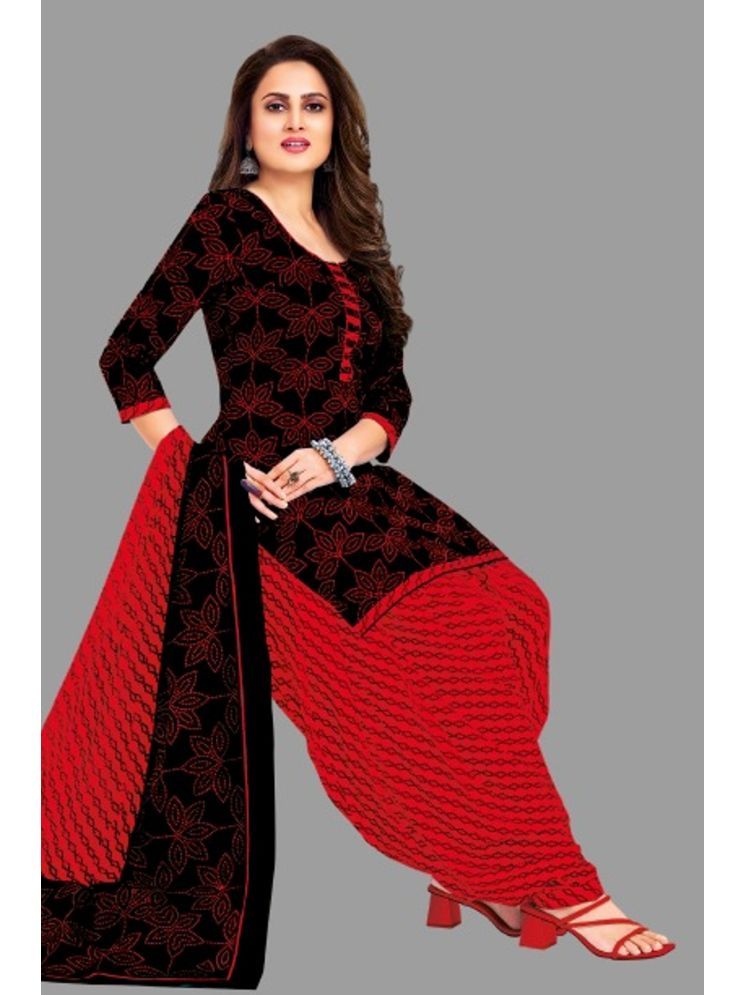     			shree jeenmata collection Unstitched Cotton Printed Dress Material - Black ( Pack of 1 )