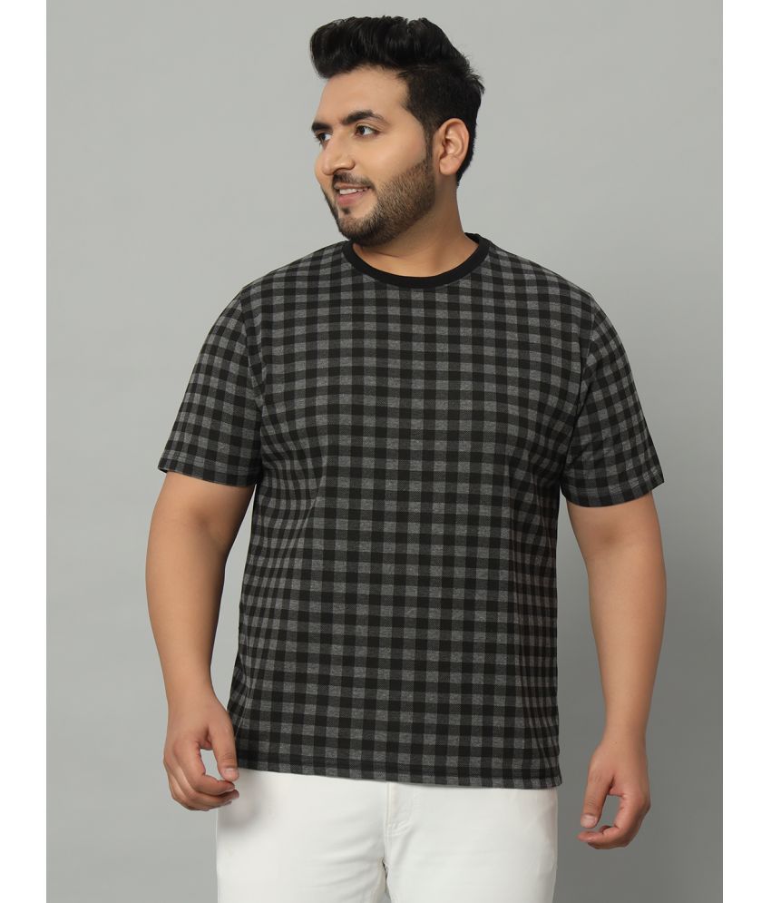     			AUSTIVO Cotton Blend Regular Fit Checks Half Sleeves Men's T-Shirt - Charcoal Grey ( Pack of 1 )