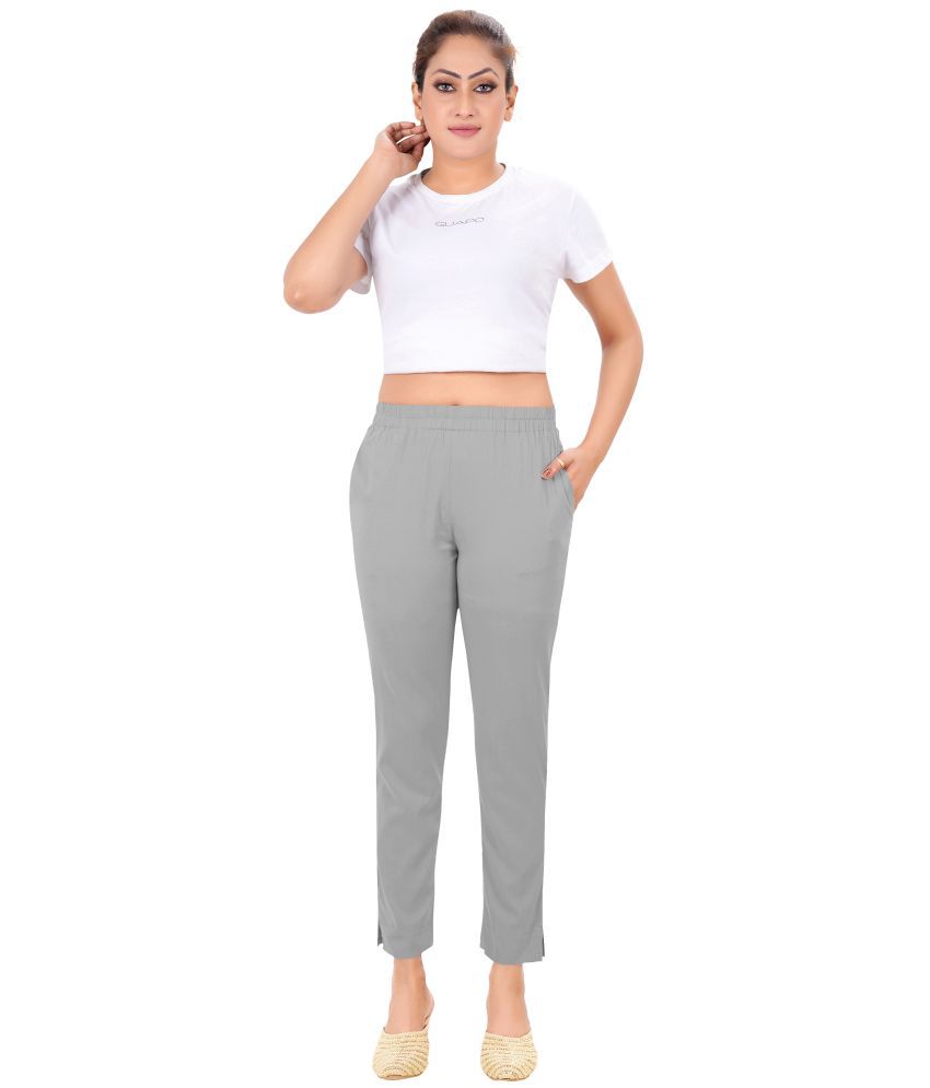     			Colorscube Light Grey Viscose Slim Women's Casual Pants ( Pack of 1 )