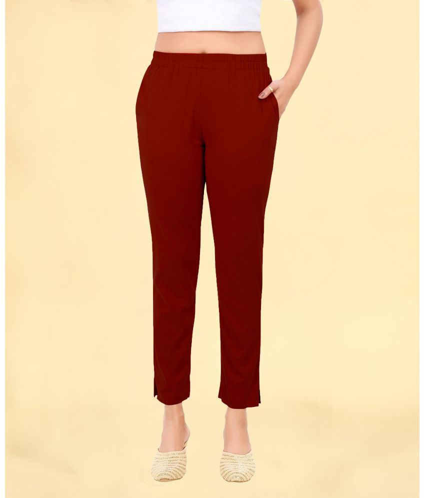     			Colorscube Maroon Viscose Slim Women's Casual Pants ( Pack of 1 )