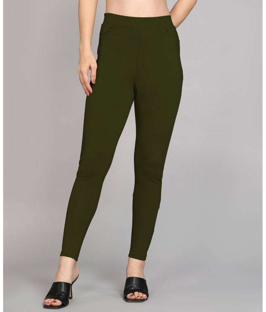     			Colorscube Olive Polyester Slim Women's Formal Pants ( Pack of 1 )