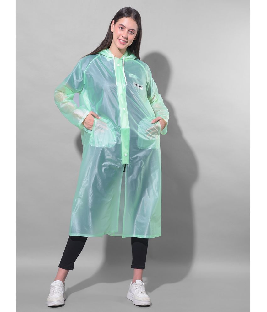     			Dollar Polyester Long Raincoat - Green