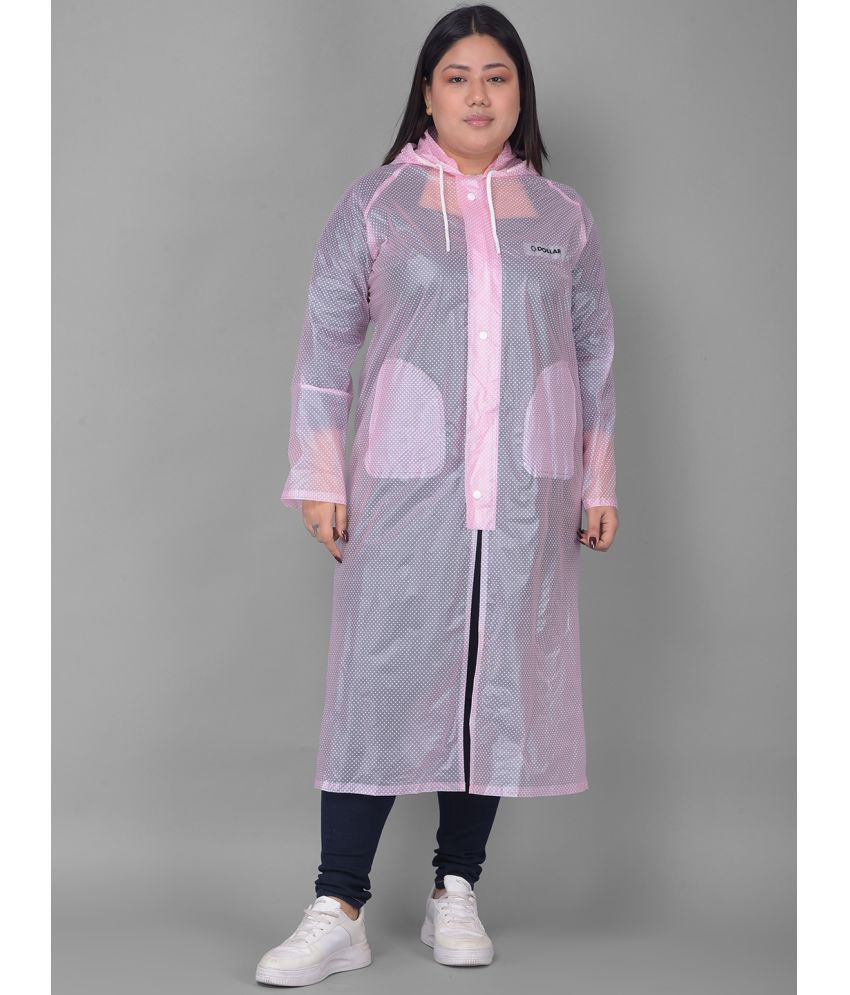     			Dollar Polyester Long Raincoat - Pink