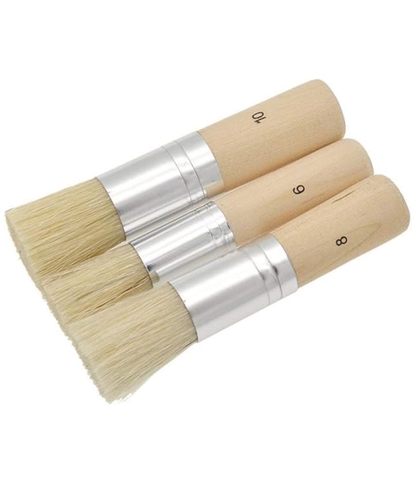     			ECLET 3Pcs Stencil Brushes Set, Art Crafts Paint Brush with Pure Natural Hog Bristle